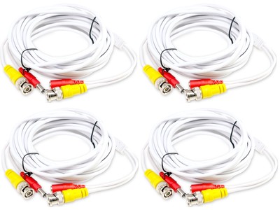 4 x 25ft BNC Video Power Plug Play Cable for Security Camera System CCTV Premade