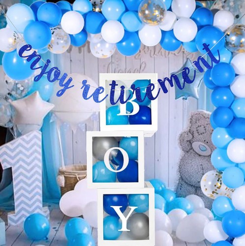 Enjoy Retirement Glittery Blue Banner, Happy Retirement, I'm Retired, Goodbye... - Picture 9 of 9