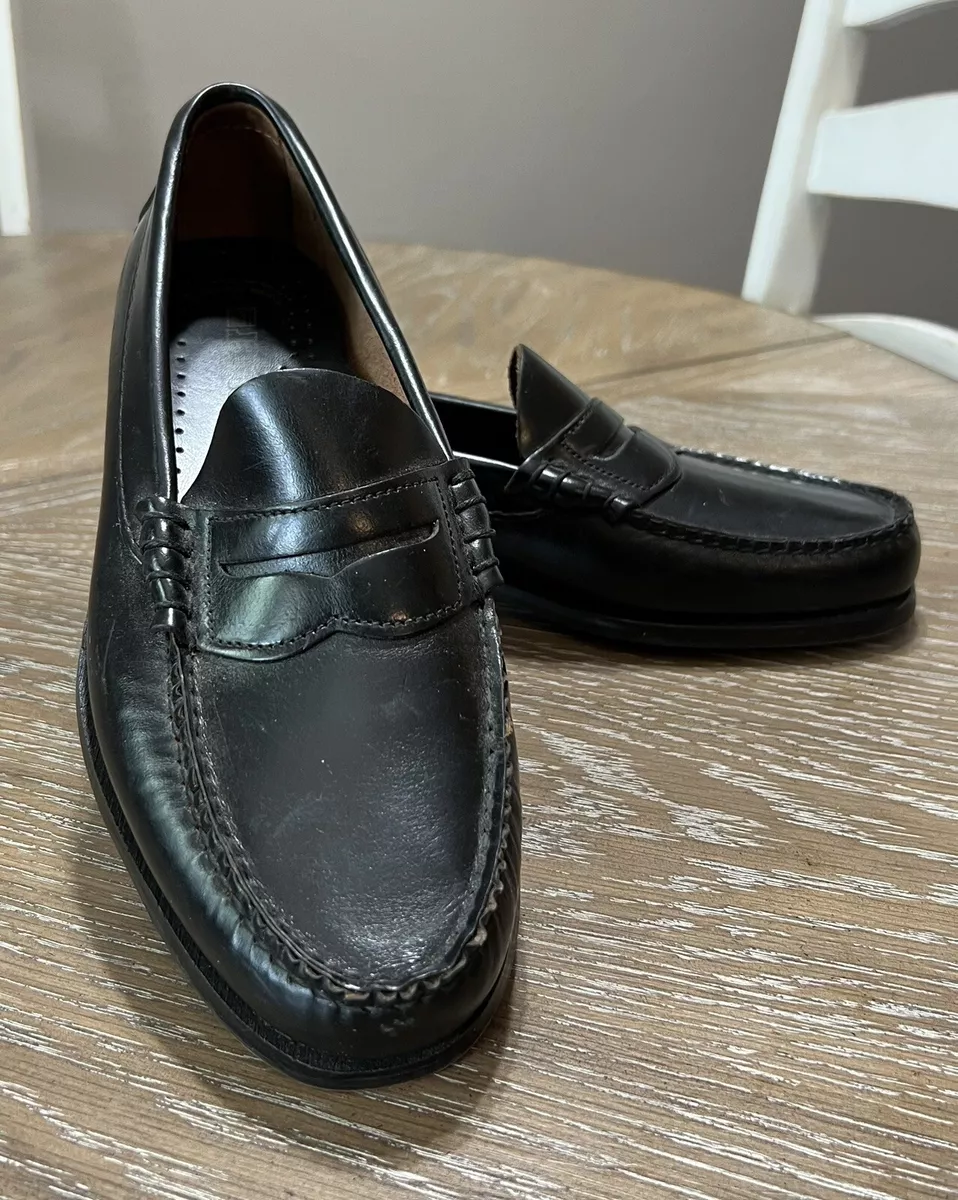 DEXTER WOMENS SZ 7 1 2 D BLACK LEATHER PENNY LOAFERS SHOES