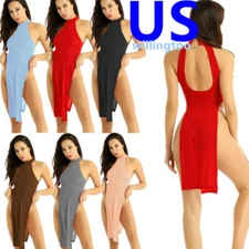 Sexy Women Bodycon Dress Ultra Thin Lingerie High Slit Leg Cheongsam Clubwear