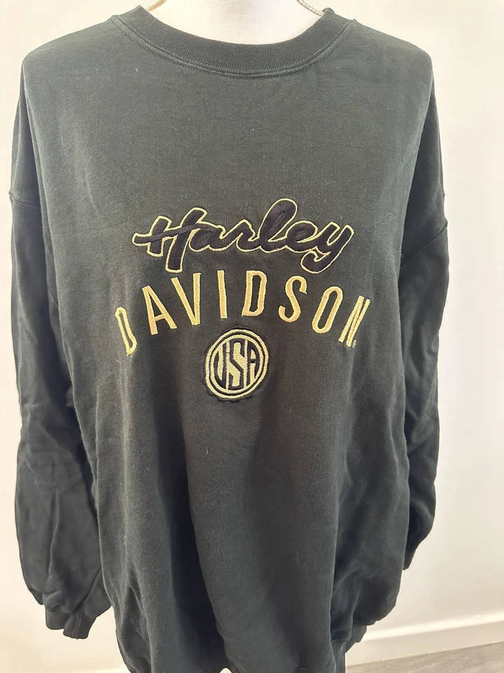 Sweatshirt Oversize Vert Sapin Et Doré Harley Davidson TXXL - Photo 3/4