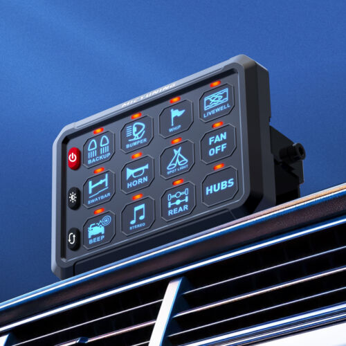 12Gang Switch Panel Blue LED Light Bar Relay System Auxiliary Touch Switch Box - Picture 9 of 22