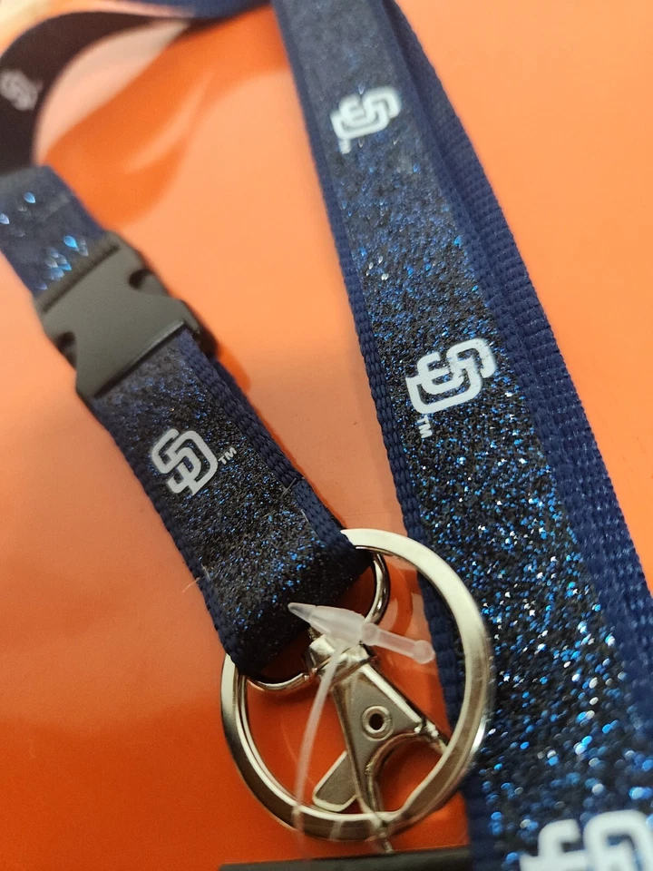 Officially Licensed Aminco Blue Glittered San Diego Padres Lanyard - Image 2 of 4