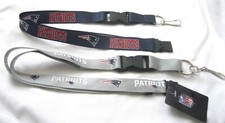 2 Patriots NFL Keychains/ID Holder Detachable Lanyards Blue and Silver Styles 