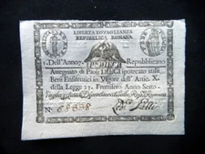 1798 VATICAN Papal State Italy rare ASSIGNAT Banknote 10 Paoli UNC GEM /rhombus