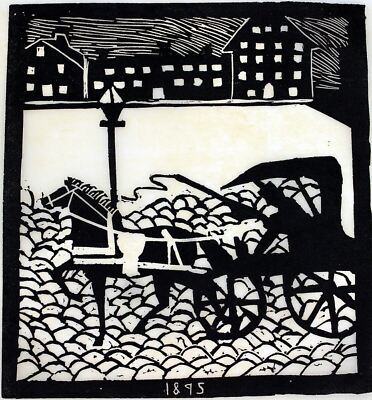 Primitive Folk Art Tile Cut on Paper ca1925 ''1895'' 11'' x 14'' Overall