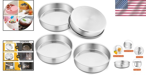 Durable 9.5 Inch Stainless Steel Cake Pans - Effortless Baking and Cleaning! - Picture 2 of 9