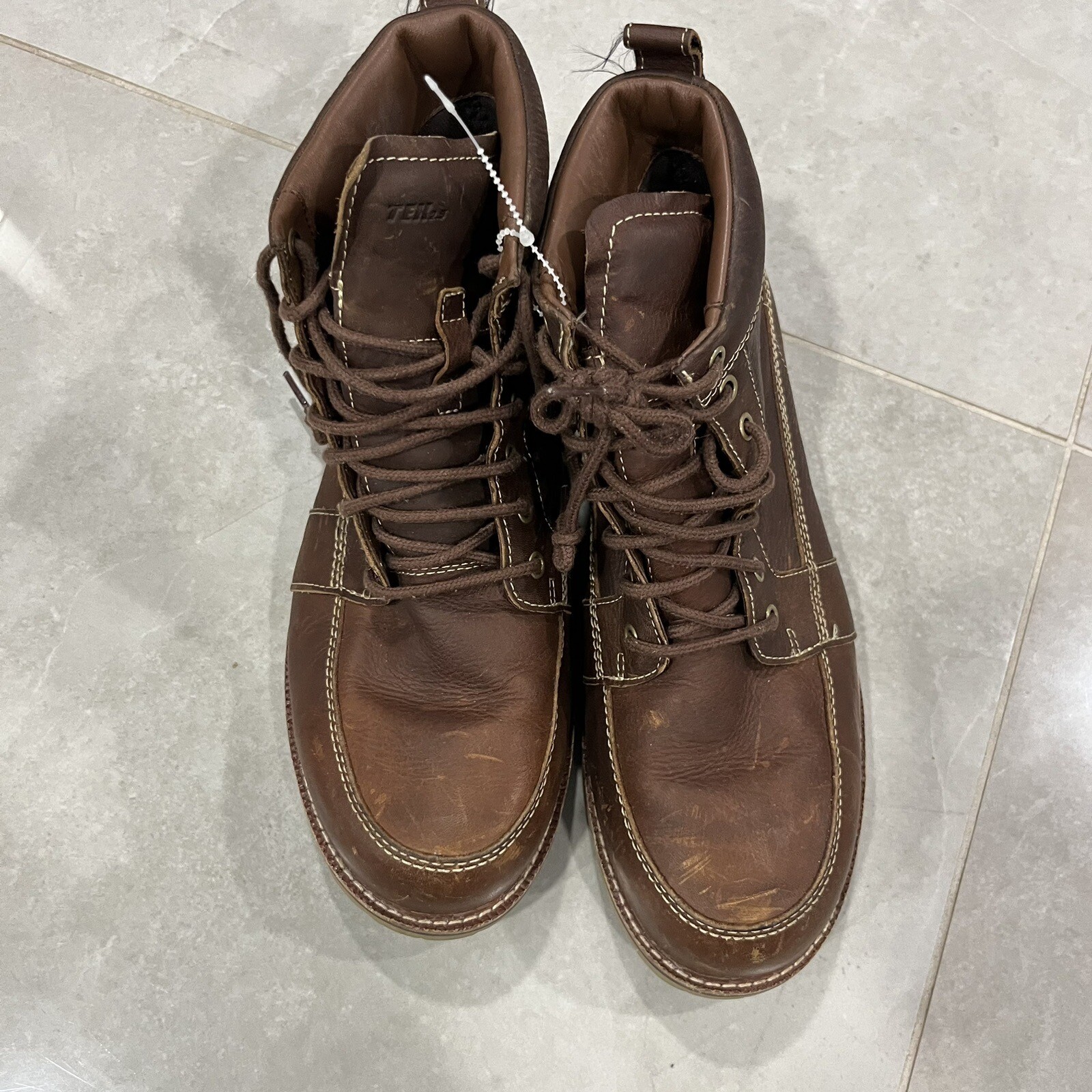 Excellent LL Bean Men's East Point Leather Work Boots, Moc Toe Sz 11.5