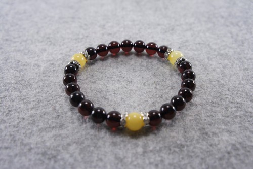 2573 Natural Baltic Amber Bracelet Gift 8.5 mm Round Bead Cherry Women Men - 第 2/8 張圖片
