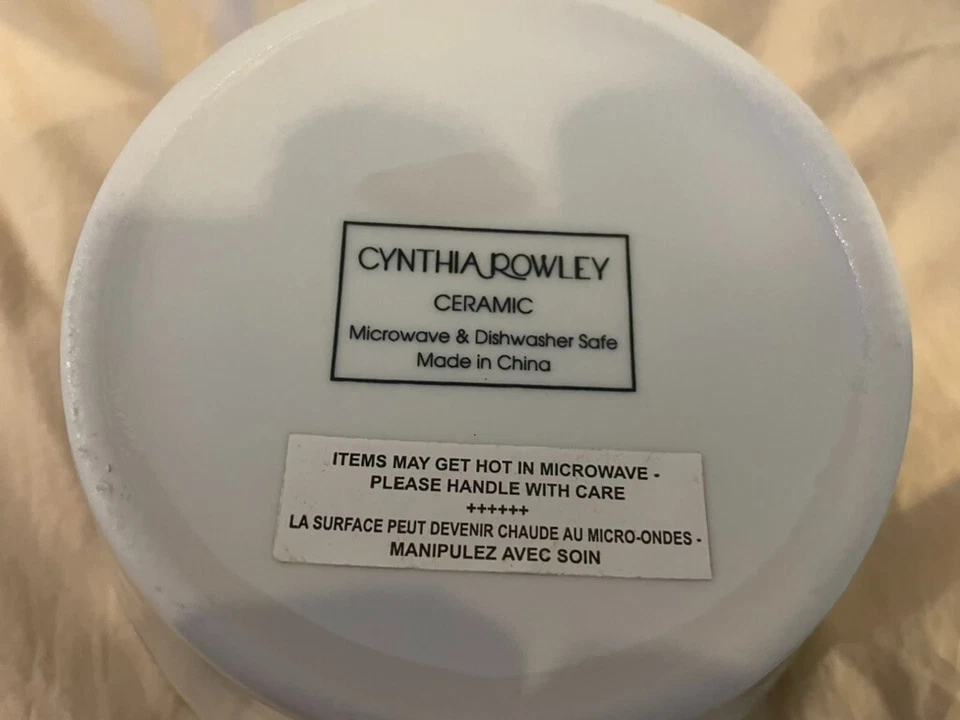 Juego de 4 cuencos Cynthia Rowley cachemira blanca y negra nuevo en caja Foto 4 de 4