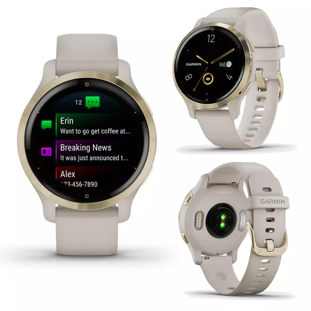 Garmin Venu 2S, Smaller-sized GPS Smartwatch with Advanced Health  Monitoring and Fitness Features, Rose Gold Bezel with White Case and  Silicone Band