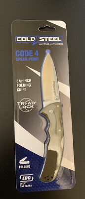 Cold Steel Code 4 Spear Point Knife S35VN Plain Edge Gray Handle