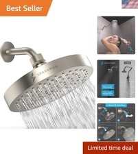 Elegant Brushed Nickel Shower Head - 6  Round, Quality  Easy Clean