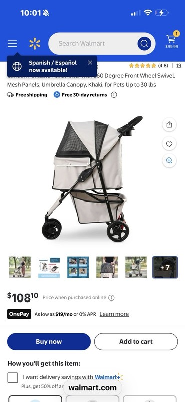 Carlson Pet Products Foldable 4-Wheel Pet Stroller Beige for Small Dogs