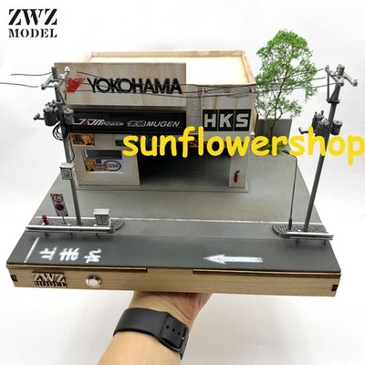 1/64 JDM Garage Diorama Japanese Car Tuning Yard Scene Display Model