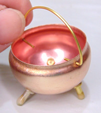Miniature Copper Brass color Bean Soup Pot Dollhouse Accessory Figurine kettle