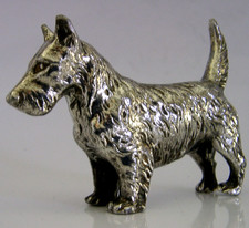 BEAUTIFUL SILVER PLATED SCOTTISH TERRIER DOG DESK FIGURE c1920s ANIMAL 240g