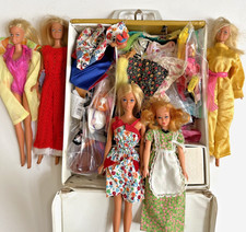 Vintage 1970s MOD Barbie Doll Case with 4 Dolls, 1 Skipper  Clothing, Look
