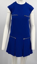 Stella McCartney 2015 Royal Blue Cap-Sleeve Zip-Accent A-Line Dress sz 36