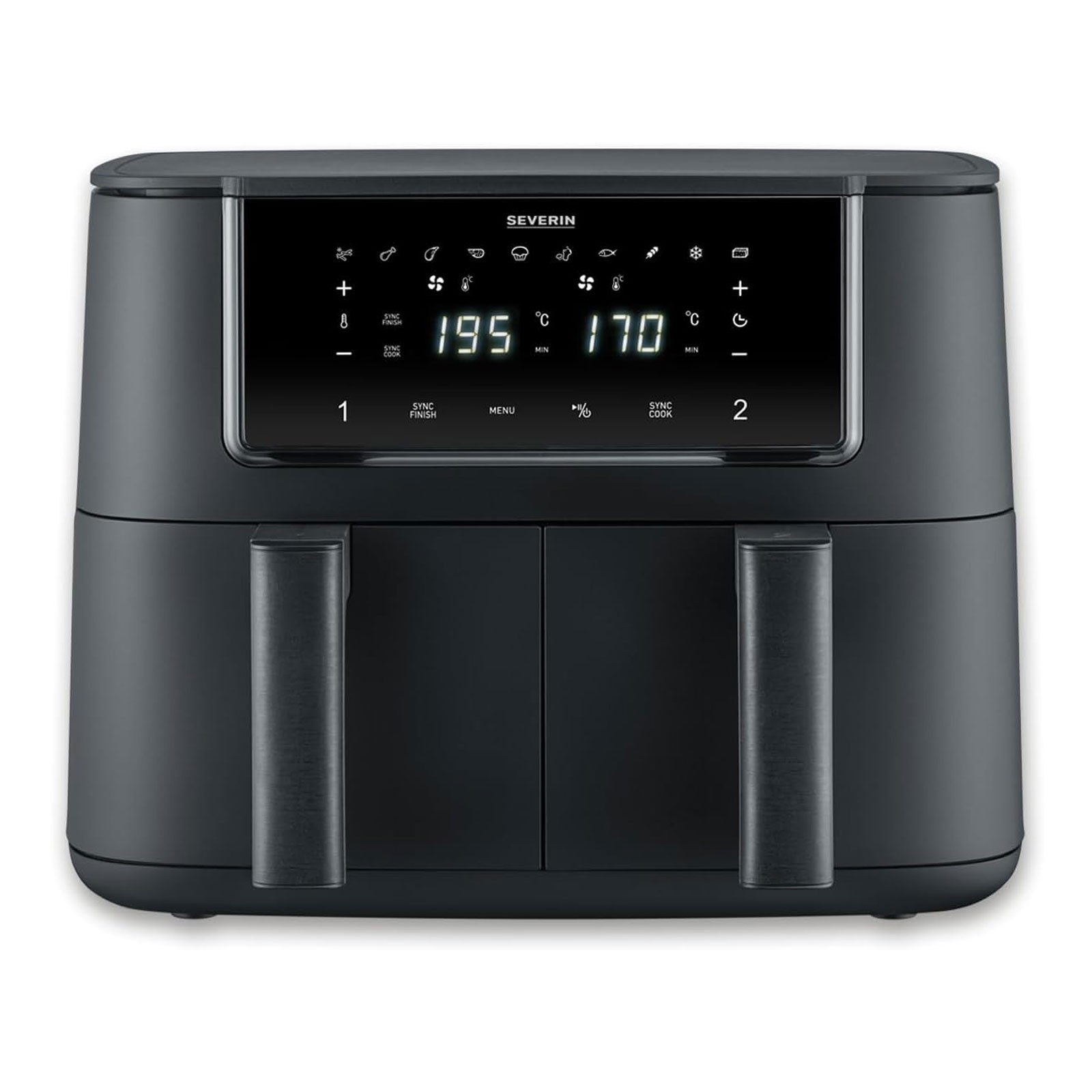 Severin Heißluftfritteuse Dual Zone, Sync Cook, schwarz