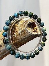 Chrysokoll NATUR Armband 23 cm Stretch Powerarmband 6 mm Sternzeichen Krebs