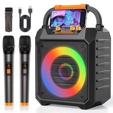 Portable Karaoke Machine with 2 Wireless Mics Bluetooth Karaoke Speaker with ...