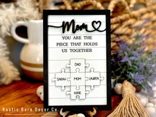 Mom You Are the Piece That Holds Us Together Puzzle Sign Frame Wood DIY Birthday