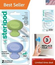 Clip-On Toothbrush Protector, Green and Blue, 2 Count