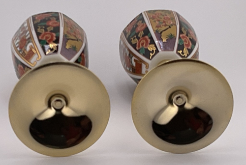 Japanese Imari Sake Wine Glasses Lot of 2 Porcelain Cup Goblet 5" Japan Retro - Picture 3 of 7