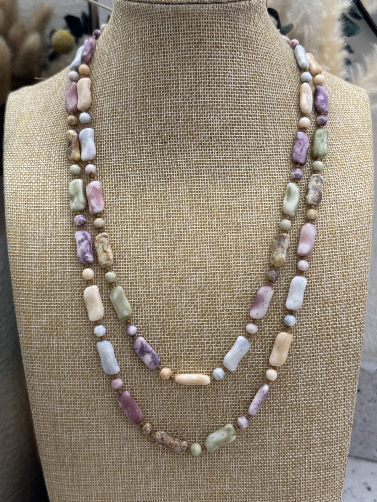 Vintage Hand Knotted Round/Rectangular Pastel Col… - image 1