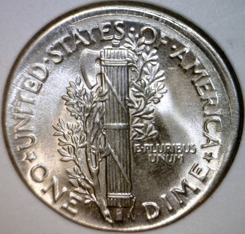 1944 ERROR OFF CENTER Mercury SILVER Dime NICE CH BU + Coin O/C + Die Crack NR - Picture 2 of 8