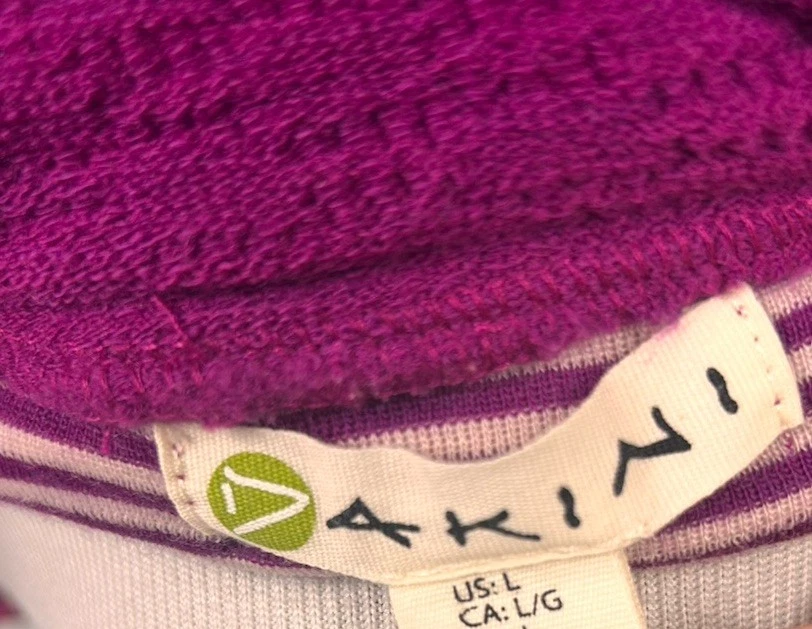 Suéter Dakini L Fucsia Blanco Rayas Lana Merino Capa Base Con Capucha Agujeros para los Pulgares Foto 4 de 4