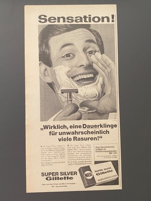 Sensation! Super Silver Gillette Dauerklinge 1966 Vintage Ad Werbung Reklame
