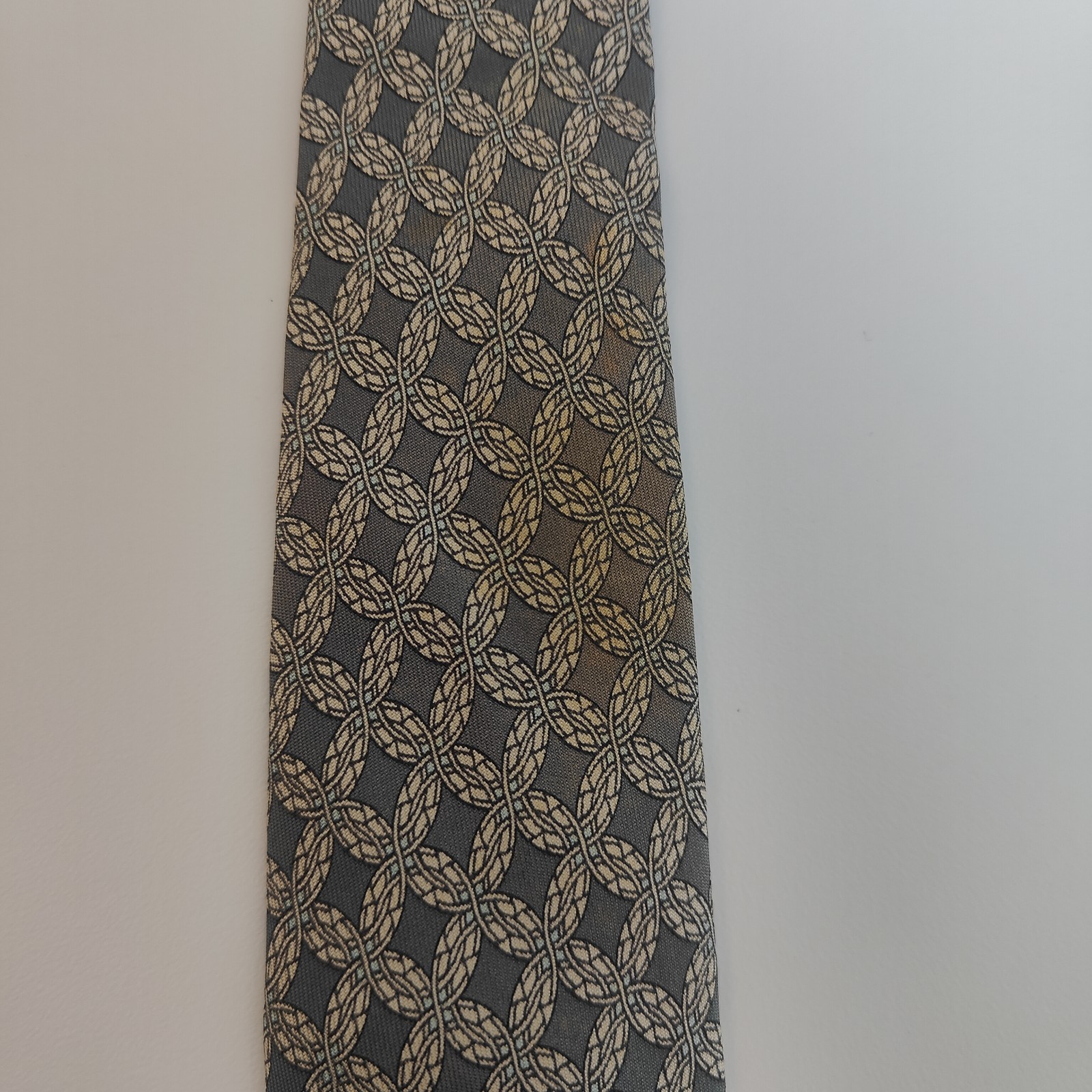 Hermes Silk Tie Grey Interlocking Pattern Made in… - image 7