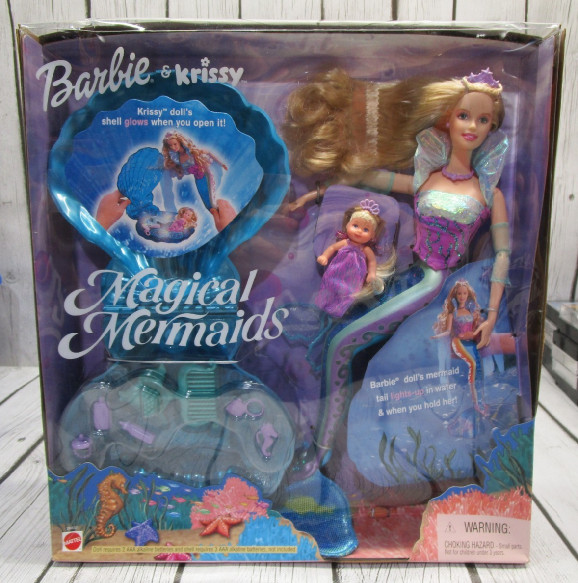 Magical Mermaid Barbie & Krissy Doll Set 2000 Blonde Shell Glows