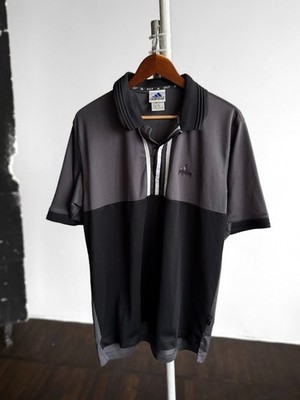 Adidas Vintage Golf Herren Grau Schwarz 1/4 Zip Performance Poloshirt Größe - L