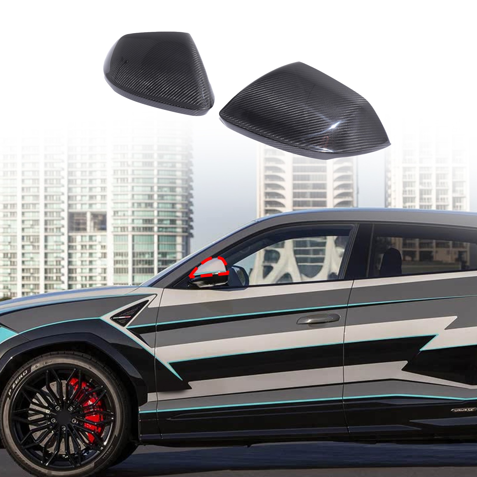 For Lamborghini URUS 2018-2024 Carbon Fiber Exterior Mirror Trim Cover
