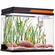 4-in-1 Aquarium Fish Tank Complete Set, Auto Feeder, Silent Pump&Humidifier 41L