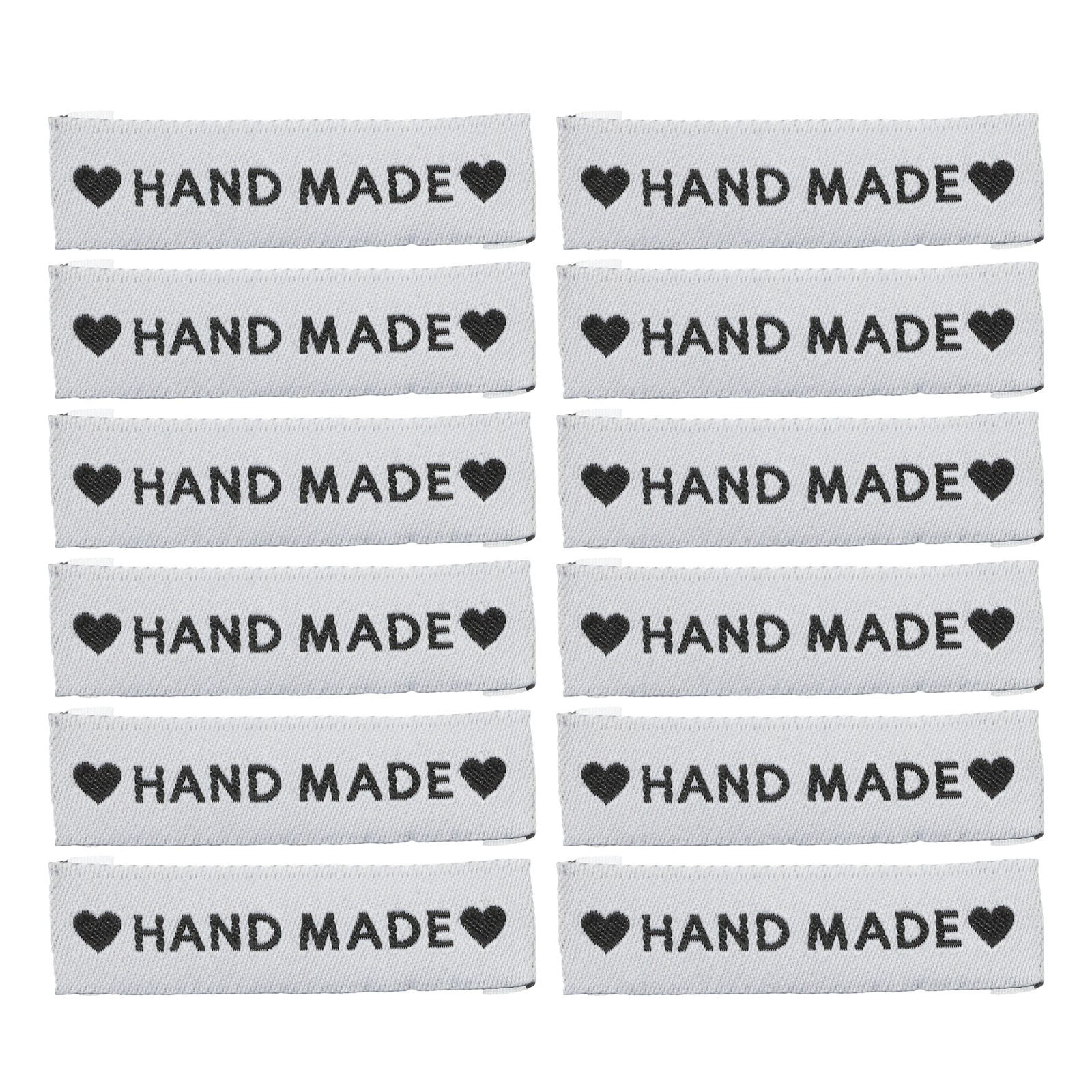 50pcs Handmade with Love Sewing Labels Embroidered Label Tags 2.17"L White