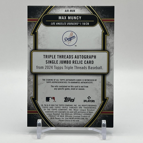 2024 Topps Triple Threads Max Muncy Auto Relic /75 Dodgers - Picture 2 of 2