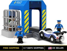 Wooden Train Set Accessories - Police Station Compatible Track Piece