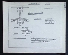 Original WWII Dornier Do 215 Recognition Drawing German Bomber / Reconnaissance