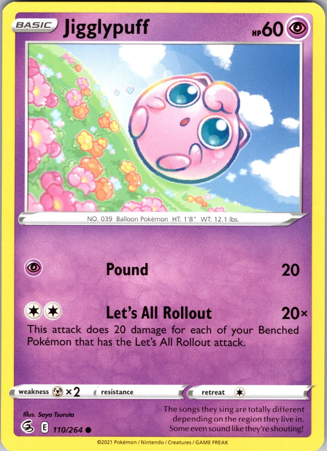 Jigglypuff 110/264 Common Regular SWSH08: Fusion Strike NM