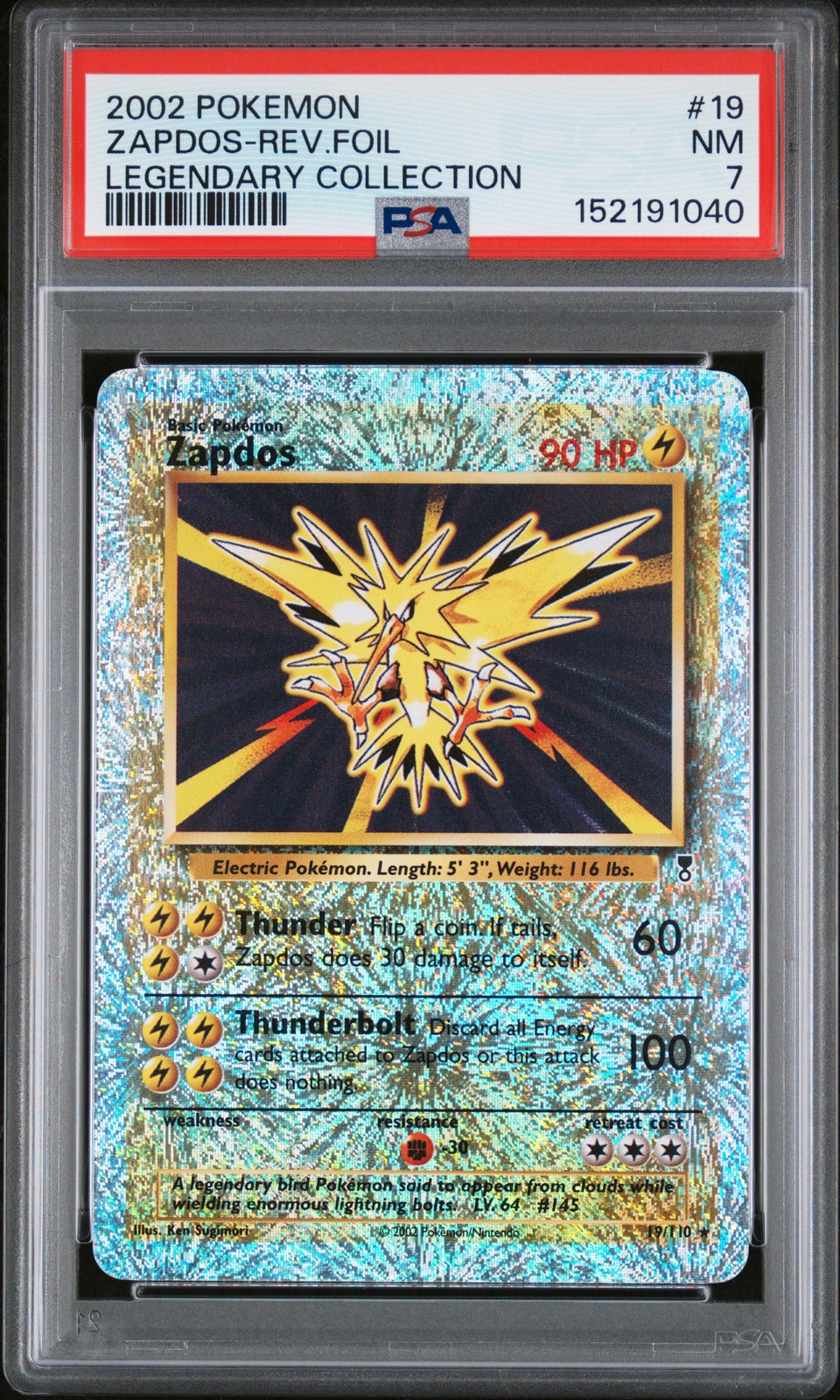 Zapdos Reverse Holo 19/110 Legendary Collection 2002 Pokemon English PSA 7