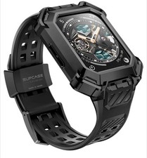 SUPCASE Metal Case w/ Strap Bands for AppleWatch Series 9/8/7/6/5/4/SE Black