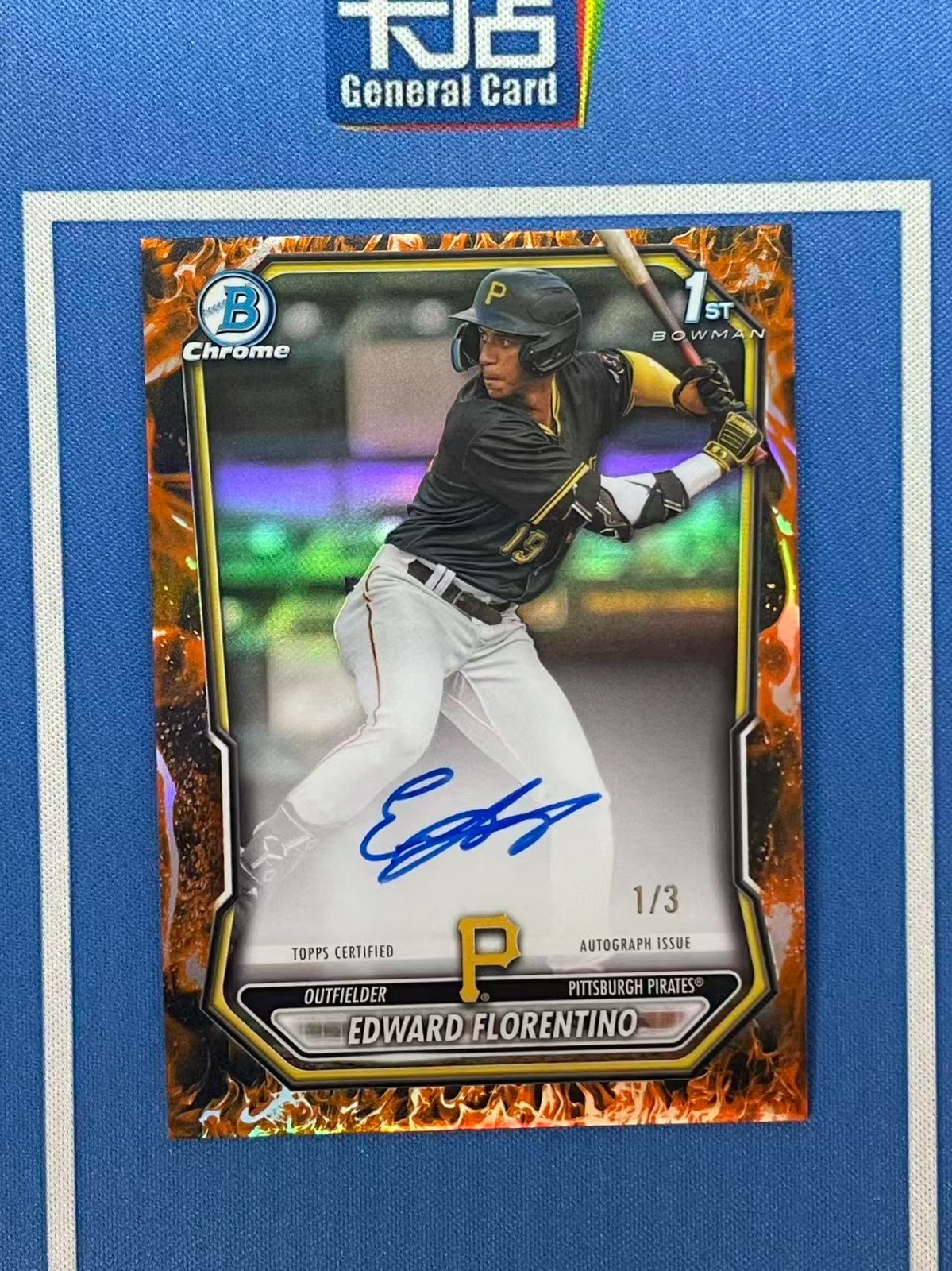 2026 Bowman Chrome Edward Florentino 1st Auto Flame Refractor 1/3 Pirates SSP