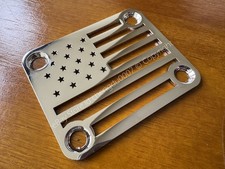 Custom Made  American Flag Neck Plate  4 Screws For Your Guitar or Bass Chrome