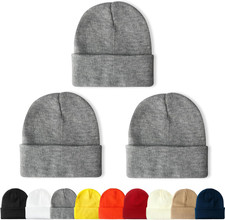 3 Packs Unisex Beanie Hats for Men Women Winter Knit Beanies