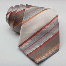 Geoffrey Beene 100 Silk Multicolored Striped Tie 3.75x58" 