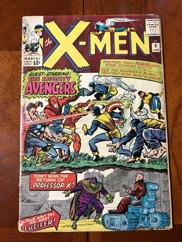 Marvel Comics X-MEN (Vol. 1) #9 1965 1st AVENGERS vs. X-MEN! 1st LUCIFER! VG/VG-